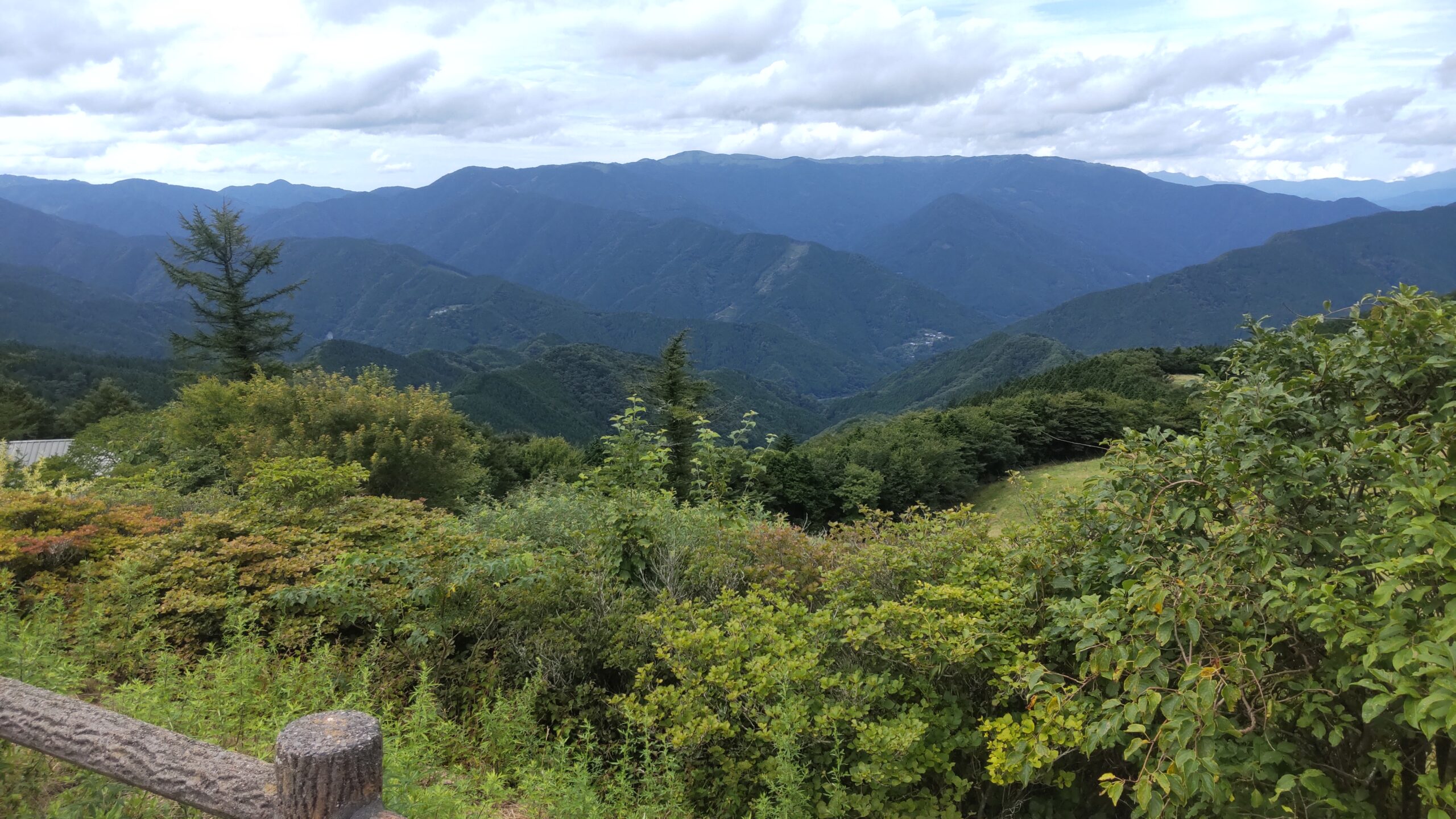 四国カルストから望む山々と広がる緑の風景